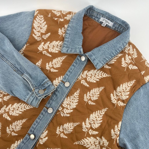 Polagram Diamond Quilted Denim Jacket Medium Fall Autumn Boho Cottage Core Vibe - Picture 1 of 8